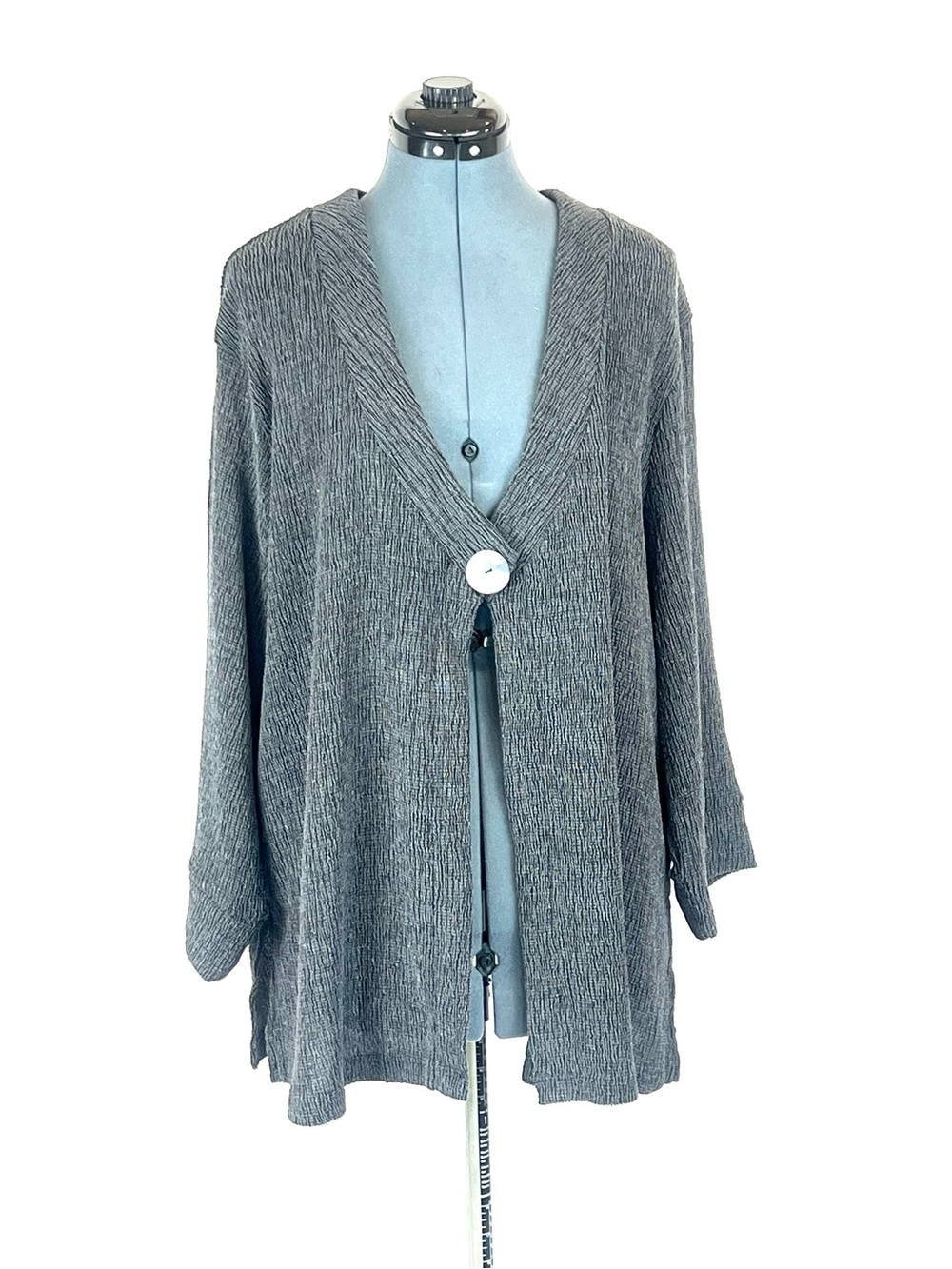 Rafael gray textured crinkle knit cardigan sweater jacket 3X 933